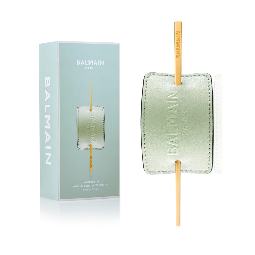 Balmain Green and Gold Hair Barrette
